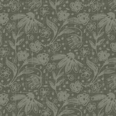 an image of a green and white flower pattern on a gray background with the words,