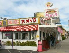 the pink's diner is located on the side of the road