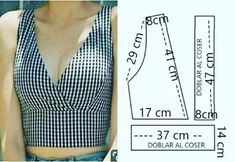 an image of a woman's cropped top with the measurements for her waist