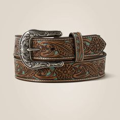 Turq floral embossed belt Country Girl Belts, Western Belts For Women, Women's Western Fashion, Ariat Belts, Outfit For Date Night, Outfit For Date, Womens Western Fashion, Country Chic Outfits, Girls Belts