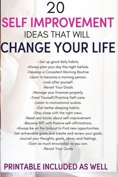 a poster with the words, self improvement ideas that will change your life