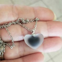 Heart Core, Silver Gothic Heart Charm Necklace, Grunge Heart-shaped Metal Necklace, Black Heart Necklace, Heart Shaped Glass Necklace, Heart-shaped Glass Necklace, Choker Necklace Black, Valentine's Day Heart-shaped Glass Necklace, Handwritten Gifts