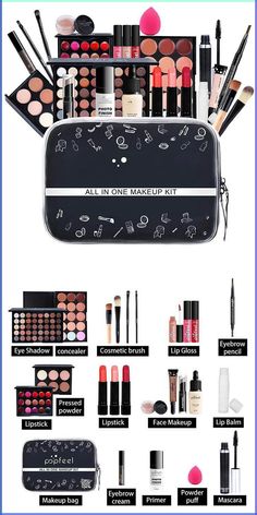 🎁【Perfect Christmas Gifts】A great Christmas Gifts and starter makeup kit for girls and wemen. All in one travel makeup set is full of vibrant makeup. The multi-purpose make up kit is perfect for achieving any full-face look. Whether you’re a professional makeup artist, the MAEPEOR makeup box is definitely need! 🔔【All In One Makeup Kit】MAEPEOR All-in-One Makeup Kit is designed for the bold and the beautiful. The All-in-one Christmas makeup Gift Set including(as the pics) Eyeshadow Palette, Cream Concealer, Pressed powder, Lipsticks, Lipgloss, Concealer stick, Makeup brush, Face Makeup,Eyebrow pencil, Lip Balm, Eyebrow cream, Primer, Powder puff, Mascara and Travel Bag, making it easy for a beginner as well as a pro to enjoy. 💄【High Quality Makeup】Individual container for each color. Suit Makeup Kits For Beginners, Full Makeup Kit List, Dollar Store Makeup, Makeup Kit For Beginners, Starter Makeup, Makeup Set For Beginners, Basic Makeup Kit, Makeup Christmas Gifts, All In One Makeup