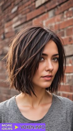 23 Discover the Trendiest Angled Bob Haircuts of 2024: Styles for Every Hair Type and Length Choppy Brunette Bob, Short Layered Brunette Hair, Brunette Short Haircut, 2024 Bob Hair Trends Fine Hair, Over 40 Hair, Angled Bob Haircut, Styles For Fine Hair, Short Brunette Hair, Angled Bob Haircuts