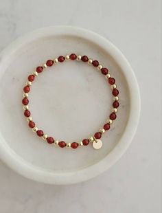 14k Gold Filled Carnelian Beaded Bracelet  Details 》 14k gold filled 4mm rounds 4mm carnelian Beads Gold Carnelian Beaded Bracelets For Spiritual Wear, Muslin Bags, Bracelet Bead, Carnelian Beads, Onyx Bracelet, Star Bracelet, Red Agate, Bead Jewellery, Agate Beads