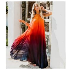 Item Is Like New. Never Used By Me, But Received Second-Hand. Does Not Come With Belt. Pale Purple Dress, Chicwish Dress, Princess Day, Sunset Dress, Ombré Dress, Ombre Maxi Dress, Ombre Dress, Dress Asymmetrical, Orange Accents