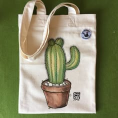 a bag with a cactus drawn on it