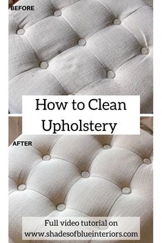 an upholstered mattress is shown with the words how to clean upholstery