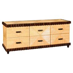 a wooden dresser with four drawers and two handles