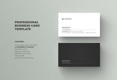 a professional business card template with black and white accents