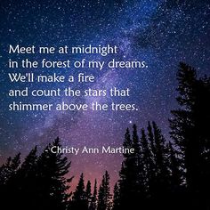 the night sky with trees and stars in it, with a quote from person about how to