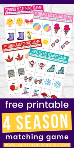 four free printable winter matching game for kids