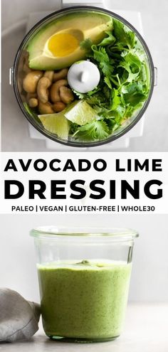 avocado lime dressing in a blender with ingredients