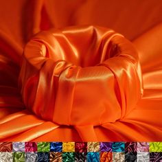 an orange satin fabric with different colors