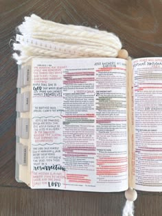 Journaling Bible open flat on wood table with aesthetic notes, pretty highlighters and hand lettering. Fluffy tassel bookmark Niv Journal The Word Bible, Luke 19 Bible Journaling, Interleaved Bible Journaling, Luke Chapter 1 Bible Journaling, Luke 1 Bible Journaling, Bible Journaling For Beginners Ideas, Luke Bible Journaling, Bible Supplies