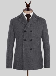 Amplify the elegantly suave essence by donning our Highlander Heavy Charcoal Herringbone Tweed Pea Coat. However, it is cut from pure wool cloth, which displays a deep, coarse and densely plush feel with a gorgeous herringbone weave over the gray tone. Furthermore, proficient tailoring offers you a stylish, figure-fitting jacket while accentuating all your best features to harness the subtly bold confidence which will make you want to dress up for weddings, parties, or work, your choice.  
 
 Lo Elegant Long Sleeve Wool Tweed Jacket, Luxury Tweed Wool Coat For Work, Luxury Wool Outerwear For Business Casual, Elegant Single Breasted Wool Tweed Jacket, Elegant Tweed Outerwear With Notch Lapel, Elegant Single-breasted Wool Tweed Jacket, Elegant Single Breasted Tweed Jacket For Winter, Elegant Fitted Tweed Wool Coat, Elegant Single-breasted Tweed Jacket For Winter