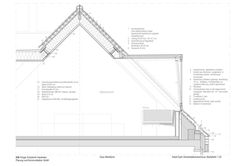 an architectural drawing shows the details of a roof and its surrounding area, including stairs