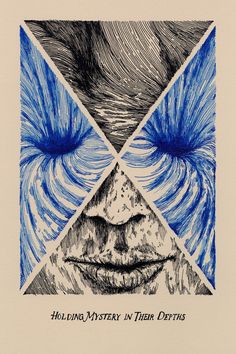 the cover art for holding mystery in their mouths by person, with blue ink on paper