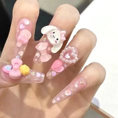 Pink Cinnamoroll Press on Nails Cinnamoroll Nails Cute Nails Etsy Nails And Tattoos, Sanrio Nails, Y2k Sanrio, Gyaru Nails, Adorable Nails, Sanrio Fashion, Cute Puppies And Kittens, Kawaii Diy, Art Mignon