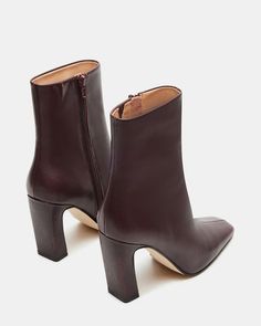 LIZABELLE Brown Leather Square Toe Ankle Boot | Women's Booties – Steve Madden Brown Booties Outfit, Brown Boot Outfits, Square Toe Ankle Boots, Brown Heeled Boots, Women's Booties, Booties Outfit, Leather Boots Heels, Brown Booties, Block Heel Boots