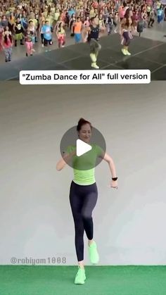 a woman is running in front of a crowd and the caption reads zuba dance for all full version