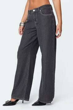 Pinstripe Low Rise Jeans – edikted Pin Stripe Jeans Outfit, Striped Jeans Outfit, Pinstripe Jeans, Types Of Clothes, Jeans Pacsun, Striped Denim, Refer A Friend, Soft Fashion, Jeans Low Rise