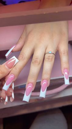 Baddie French Tip Acrylic Nails, Nails Aesthetics, Acrylic Nail Designs Classy, Designer Nails, Tapered Square Nails, Baddie Nails