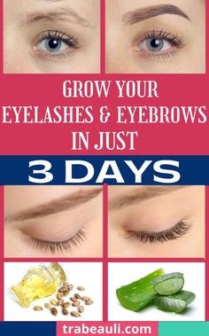 Grow your eyelashes & eyebrows in just 3 days Regrow Eyelashes, Eyebrow Growth Remedies, Make Eyebrows Grow, Thinning Eyebrows, Eyebrow Regrowth, Oil For Eyelash Growth, Grow Eyebrows Faster, Regrow Eyebrows, Grow Your Eyelashes