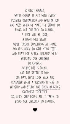 a poem written in black and white on a pink background with the words, we're going to church