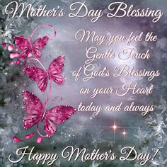 mother's day greeting card with pink butterflies