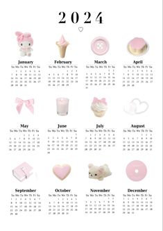 a calendar with different items on it for the year 2012 - 2013, including cupcakes and cookies