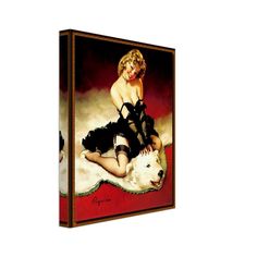 Vintage Pin Up Girl Canvas, Gil Elvgren, Bear Skin Rug - Vintage Art - Retro Pin Up Girl Canvas Print