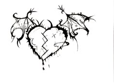 a drawing of two hearts with leaves on them