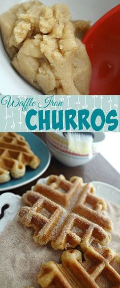 waffles from churros are sitting on the table next to some cookies