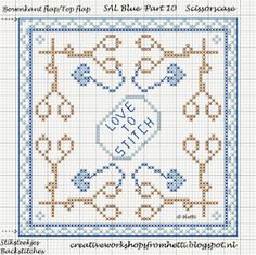 a cross stitch pattern with the words love stitch on it