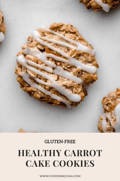 gluten - free healthy carrot cake cookies with icing on top and in the middle