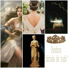 the collage has pictures of women in ancient dress and gold jewelry, including an image of a woman wearing a tiara