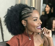 Braided Hairstyles Ideas Short Hair, Braided Afro Puff Hairstyles, Braids In The Front Natural Hair, Long Ponytail Hairstyles, Cabello Afro Natural, Protective Hairstyles For Natural Hair, Braided Cornrow Hairstyles, Pelo Afro, Natural Hair Updo