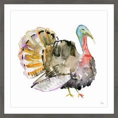 a watercolor painting of a turkey