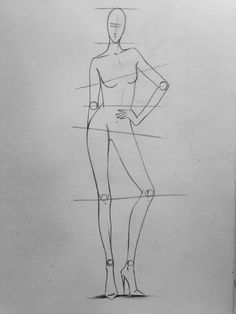 a drawing of a woman's body with her hands on her hips