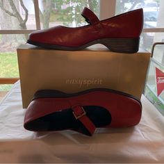 New In Box, Easy Spirit, Soft Red Vamp Leather Shoes, Size 7 1/2. Medium Width. Would Be A Wonderful Addition To Your Christmas Outfit. Soft Red, Easy Spirit, Jane Shoes, Shoes Color, Mary Jane Shoes, Christmas Wishlist, Christmas Outfit, Mary Janes, Leather Shoes