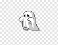 a pixellated image of a ghost with its eyes closed and hands in the air