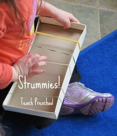 DIY Musical Strummies by Teach Preschool Music Instruments Kids, Homemade Musical Instruments, Diy Music, Kids Homemade