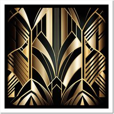 an art deco design in gold and black