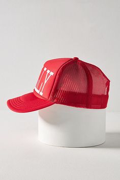 Polyester Spot clean Imported | Philly Trucker Hat by Ascot + Hart in Red, Women's, Polyester at Anthropologie Green Winter Hat, Patagonia Trucker Hat, Ascot Hats, Red Fits, Winter Hats For Women, Patagonia Womens, Trucker Hats, Hats For Women, Trucker Hat