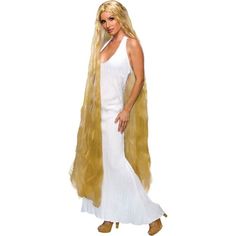 Complete your fancy dress lookLong blonde wigOne size fits most adultsFor best results use with a wig capWith glossy blonde hair trailing almost to the floor you could look like a Greek goddess, Lady Godiva or even Rapunzel. Add this versatile wig to complete your fancy dress costume. Length: 140cm.Please note that this item is non-returnable due to hygiene reasons. This does not affect your statutory rights. Rapunzel Wig, Fancy Dress Wigs, Beige Blond, Long Blonde Wig, Rapunzel Costume, Lady Godiva, Long Blond, Wig Party, Long Curly Wig