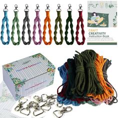 there are many different types of rope on the table and in front of each other