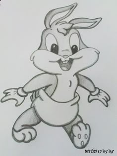 a drawing of a cartoon rabbit running