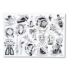 an assortment of tattoos on a white background