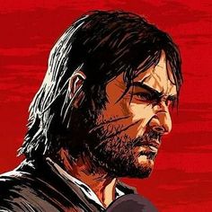 the walking dead character is depicted on a red background with black hair and beards